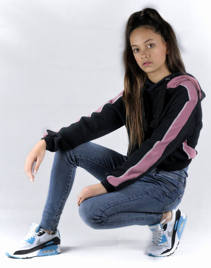 Navy blauwe/roze hoodie