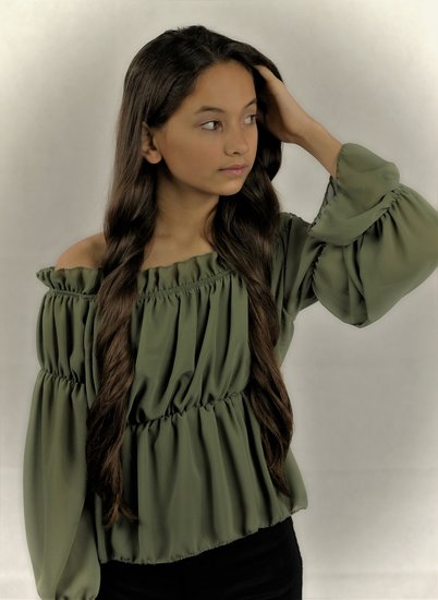 Groene off shoulder top