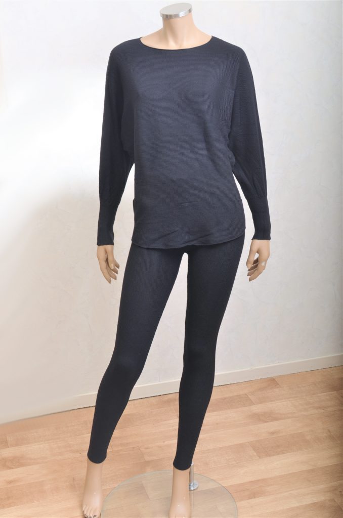 Zwarte rib comfy pak
