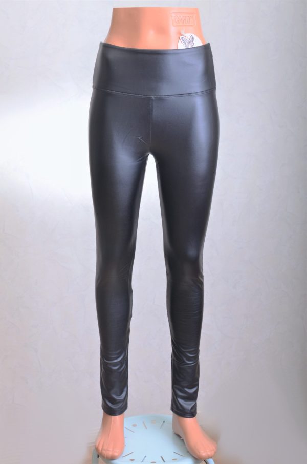 Zwarte leather look legging 18003